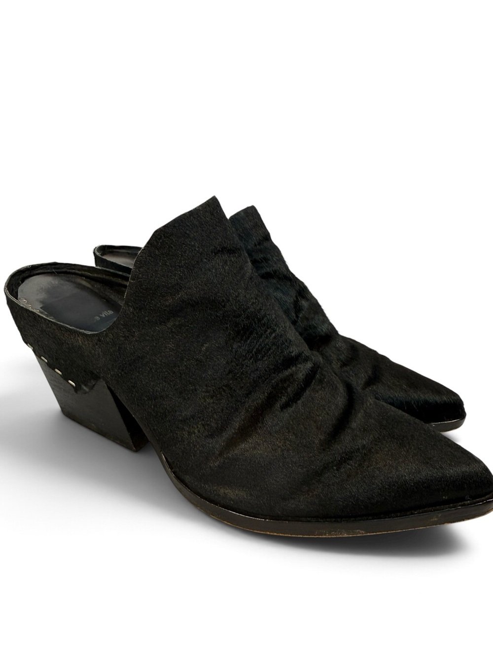 Dolce Vita Black Calf Hair Pointed Toe Mule Heels Size 6